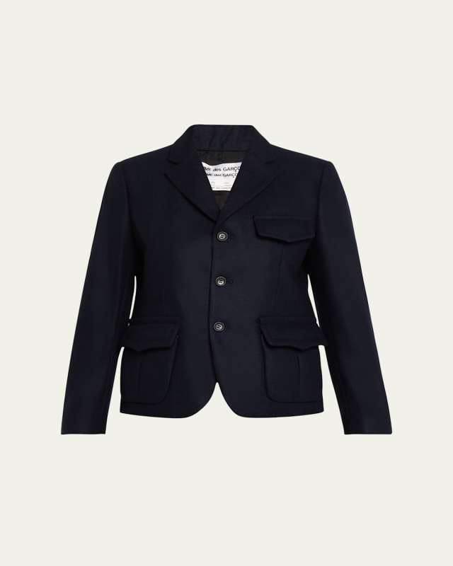 Flap Pocket Wool-Blend Blazer